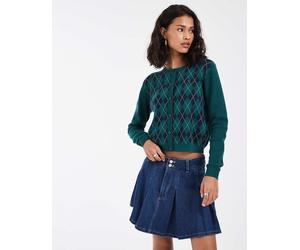 Tommy Jeans - Minigonna in denim a pieghe blu lavaggio medio W30