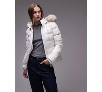 Tommy Jeans - Piumino bianco con cappuccio in pelliccia M
