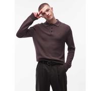 Tommy Jeans - Polo a maniche lunghe marrone con logo sul petto 54