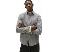 TOMMY JEANS Poplin Pattern M - camicia maniche lunghe - uomo White/Black XL
