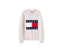 Tommy Jeans - Maglione bianco mélange con bandiera 52