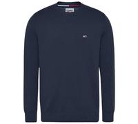 Tommy Jeans Pullover Essential in Puro Cotone con Patch Bandierina Blu