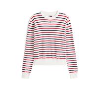 Tommy Jeans Tjw Essential Crew Sweater Ext Dw0dw20159, Pullover Donna, Bianco (Bianco/Rosso/Blu Navy A Righe), Bianco (Bianco/Rosso/Blu Navy A Righe)