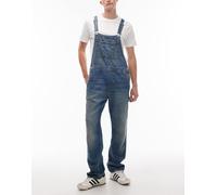 Tommy Jeans - Salopette in denim blu medio lavaggio stone wash 46-48