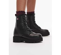 Tommy Jeans - Scarponcini da trekking stringati neri stile urban con fodera in pelliccia-Nero 38