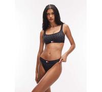 Tommy Jeans - Slip bikini cheeky neri con stampa del logo-Nero L