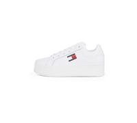 Tommy Jeans Donna Sneakers con Suola Preformata Flatform Zeppa, Bianco (White), 40