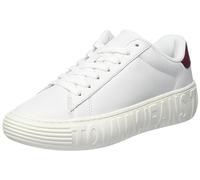 Tommy Jeans Sneakers con Suola Preformata Donna Leather Scarpe, Bianco (Ecru / Rouge), 39 EU