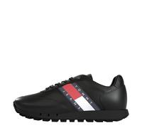 Tommy Jeans Sneakers da Runner Uomo Leather Runner Scarpe Sportive, Nero (Triple Black), 42 EU