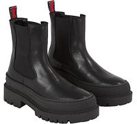 Tommy Jeans Stivali Mezza Gamba Donna Chelsea Foxing in Pelle, Nero (Black), 37 EU