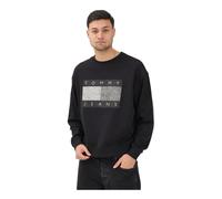 Tommy Jeans, ,Sweatshirts & Hoodies ,Uomo ,Nero ,XL Felpa Weathered Flag