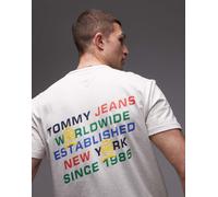 Tommy Jeans - T-shirt avena mélange con stampa diagonale sul retro-Neutro M