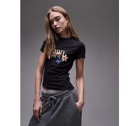 Tommy Jeans - T-shirt baby nera con stampa-Nero S