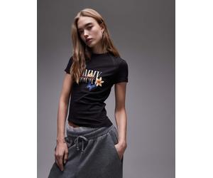Tommy Jeans - T-shirt baby nera con stampa-Nero XS