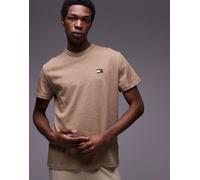 Tommy Jeans - T-shirt beige mélange regular con toppa con logo-Neutro M