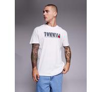 Tommy Jeans - T-shirt bianca con logo lineare con bandiera-Bianco 44