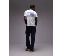 Tommy Jeans - T-shirt bianca e blu con stampa di bandiera con motivo cachemire sul retro-Bianco 2XL