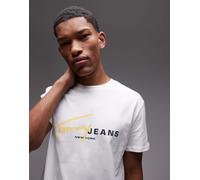 Tommy Jeans - T-shirt bianca e gialla con logo-Bianco XL