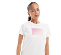 Tommy Jeans - T-shirt bianca e rosa con bandiera sfumata-Bianco L