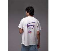 Tommy Jeans - T-shirt bianca e viola con firma stampata sul retro-Bianco M