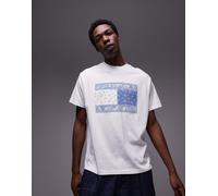 Tommy Jeans - T-shirt bianco e blu con logo cachemire grande XL