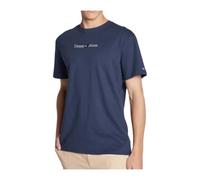 Tommy Jeans - T-shirt Blu Classica Linear in Cotone - -Tops -Uomo -Blu -2XL