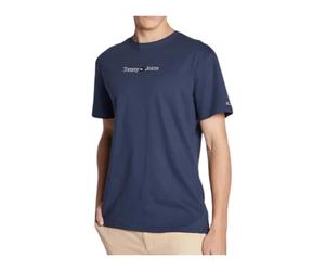 Tommy Jeans - T-shirt Blu Classica Linear in Cotone - - Tops - Uomo - Blu - S