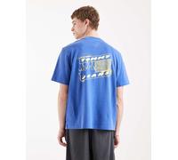 Tommy Jeans - T-shirt blu con logo bombato a bandiera anni '90 48