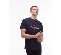 Tommy Jeans - T-shirt blu navy con logo e firma rossa S