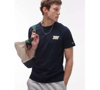 Tommy Jeans - T-shirt blu navy con logo giallo in rilievo M