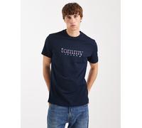 Tommy Jeans - T-shirt blu navy slim fit con grafica del logo sfumata al centro 46