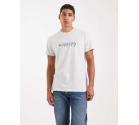 Tommy Jeans - T-shirt grigia slim fit con grafica del logo sfumata al centro-Grigio 50
