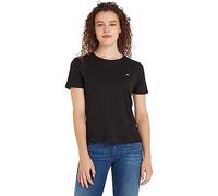 Tommy Jeans T-Shirt Maniche Corte Donna Soft Jersey Tee Scollo Rotondo, Nero (Black), XS