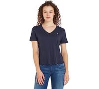 Tommy Jeans T-shirt Maniche Corte Donna TJW Slim Soft Scollo a V, Blu (Twilight Navy), S