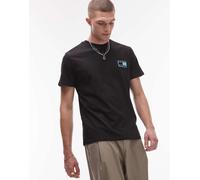 Tommy Jeans - T-shirt nera con bandiera del logo stile neon-Nero 52