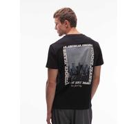 Tommy Jeans - T-shirt nera con bandiera stampa fotografica stile francobollo-Nero 44