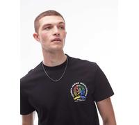 Tommy Jeans - T-shirt nera con grafica stampata sul retro con stemmi colorati-Nero S