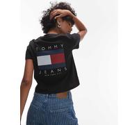 Tommy Jeans - T-shirt nera con logo a bandiera sul retro-Nero S