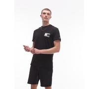 Tommy Jeans - T-shirt nera con stampa sul retro di bandiera con motivo cachemire-Nero L