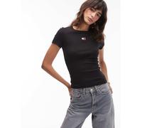 Tommy Jeans - T-shirt slim nera con stemma-Nero XL