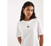 Tommy Jeans - T-shirt squadrata bianca con stemma-Bianco M