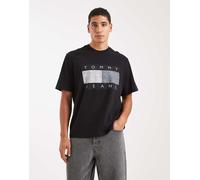 Tommy Jeans - T-shirt stile anni '90 nera effetto invecchiato con logo a bandiera-Nero 48