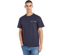 Tommy Jeans T-shirt Uomo Maniche Corte Linear Chest Scollo Rotondo, Blu (Twilight Navy), M