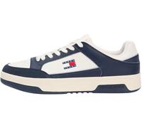 Tommy Jeans Tjm Cupsole Leather Em0em01660, Basso Top Uomo, White (Ecru/Dark Night Navy), 45 EU