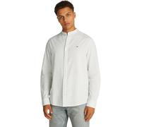 Tommy Jeans Uomo Camicia Linen Mix Senza Colletto, Bianco (Ecru Stripes), M