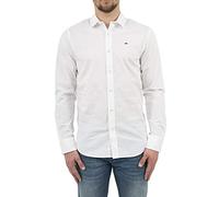 Tommy Jeans Tjm Original Stretch Shirt Dm0dm04405, Camicia a Maniche Lunghe Uomo, Bianco (Classic White), S
