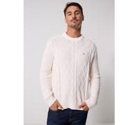 Tommy Jeans - Maglione Girocollo a Treccia Flag - - Knitwear - Uomo - Bianco - XL