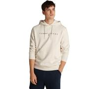 Tommy Jeans Uomo Felpa Linear Logo con Cappuccio, Grigio (Oat Marl Htr), XXL