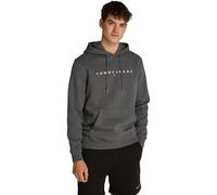 Tommy Jeans Uomo Felpa Linear Logo con Cappuccio, Grigio (Washed Black), XS