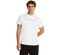 Tommy Jeans Uomo T-Shirt Maniche Corte Linear Logo Cotone, Bianco (White), S